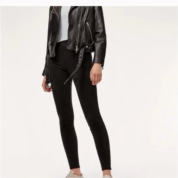 Wilfred Pants - Aritzia Wilfred Free Daria Black High-Rise Vegan Suede Leggings